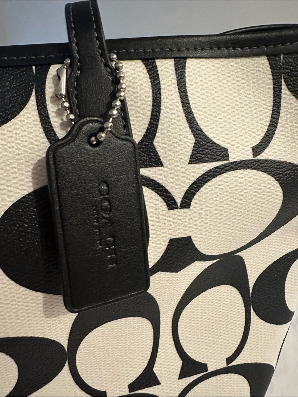 Coach Black & White Signature Tote - Picture 5 of 10